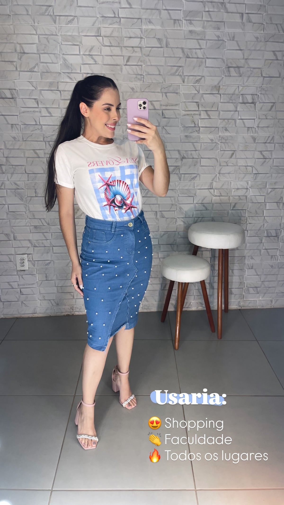Saia Jeans Pérola