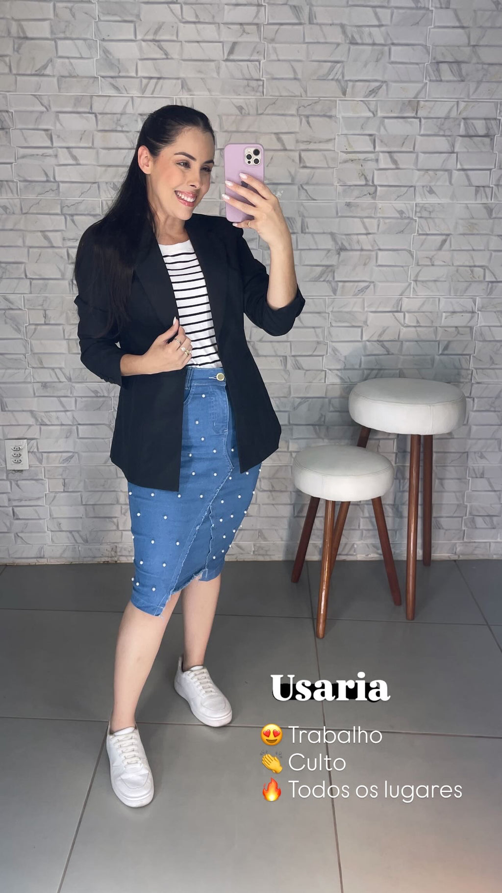 Saia Jeans Pérola