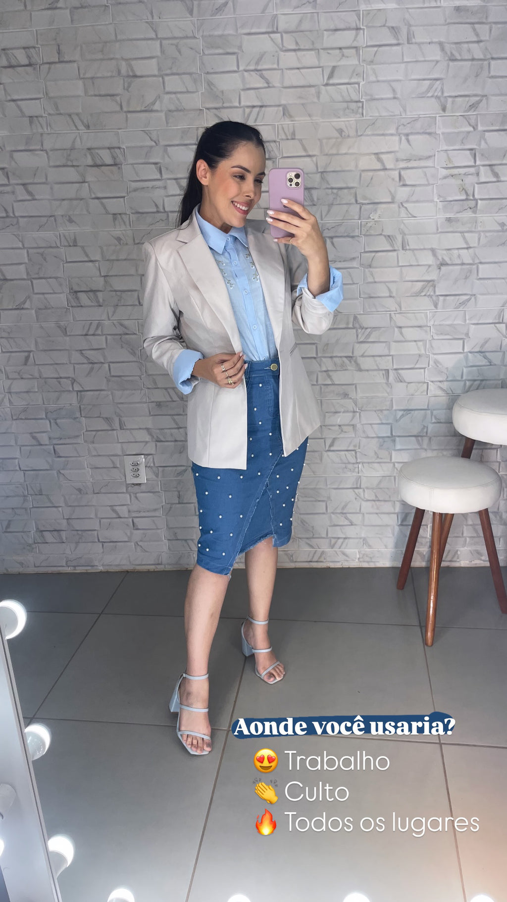 Saia Jeans Pérola