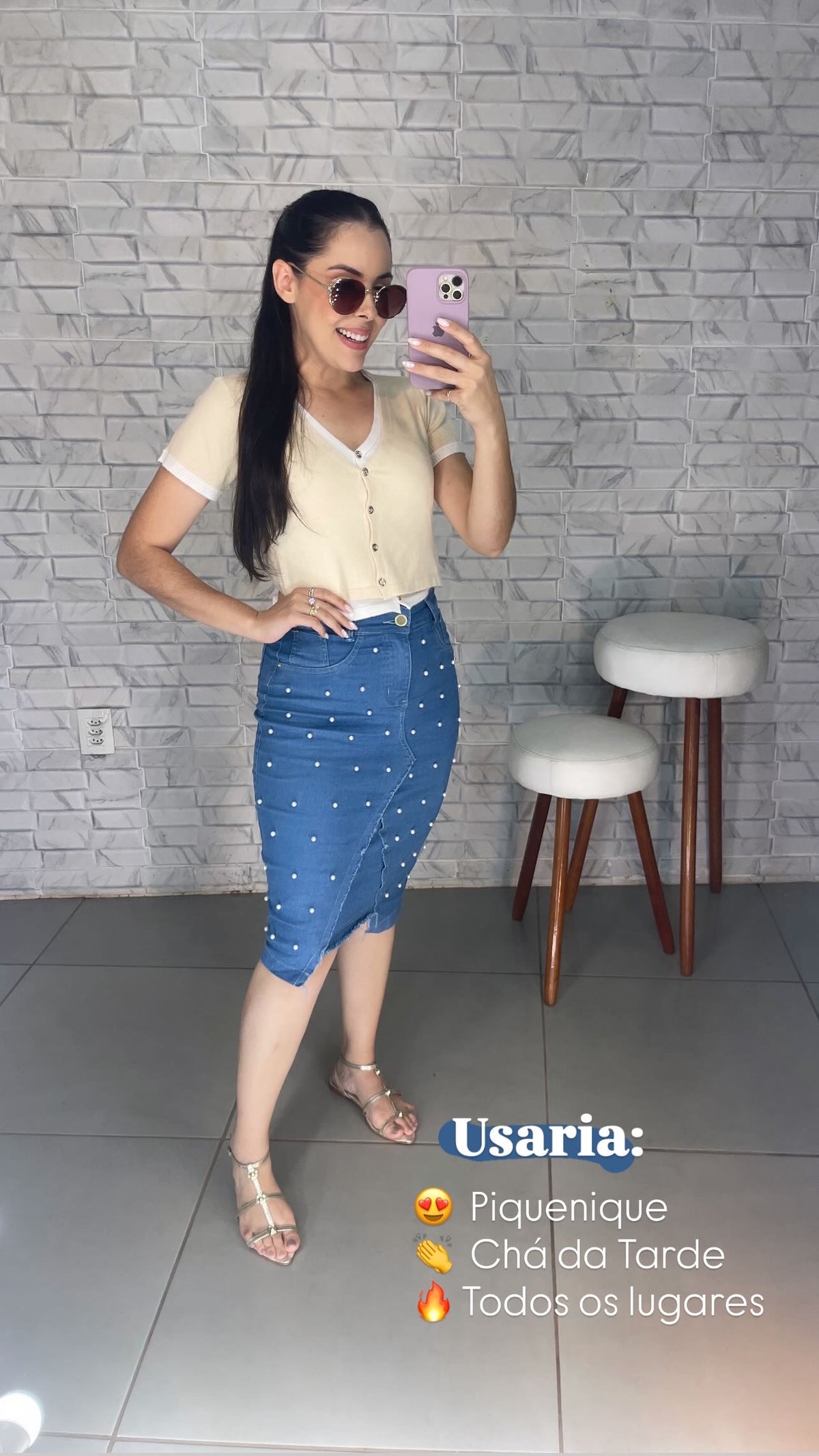 Saia Jeans Pérola