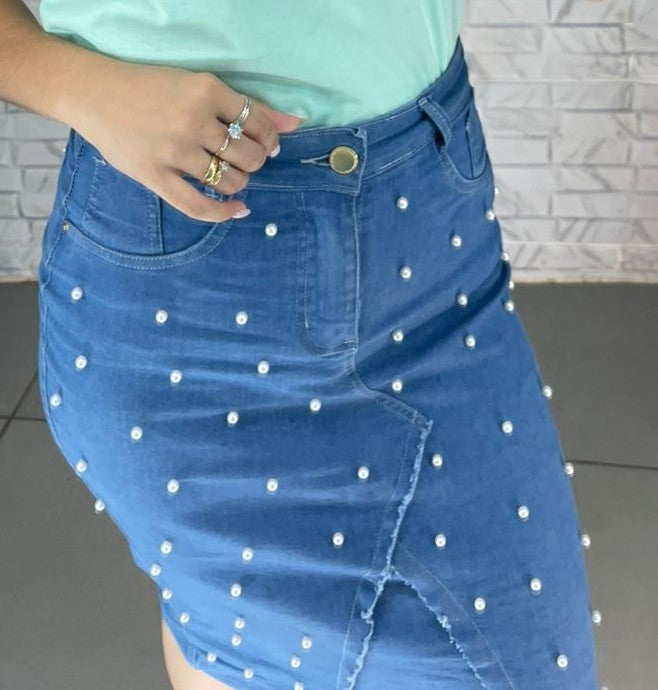 Saia Jeans Pérola