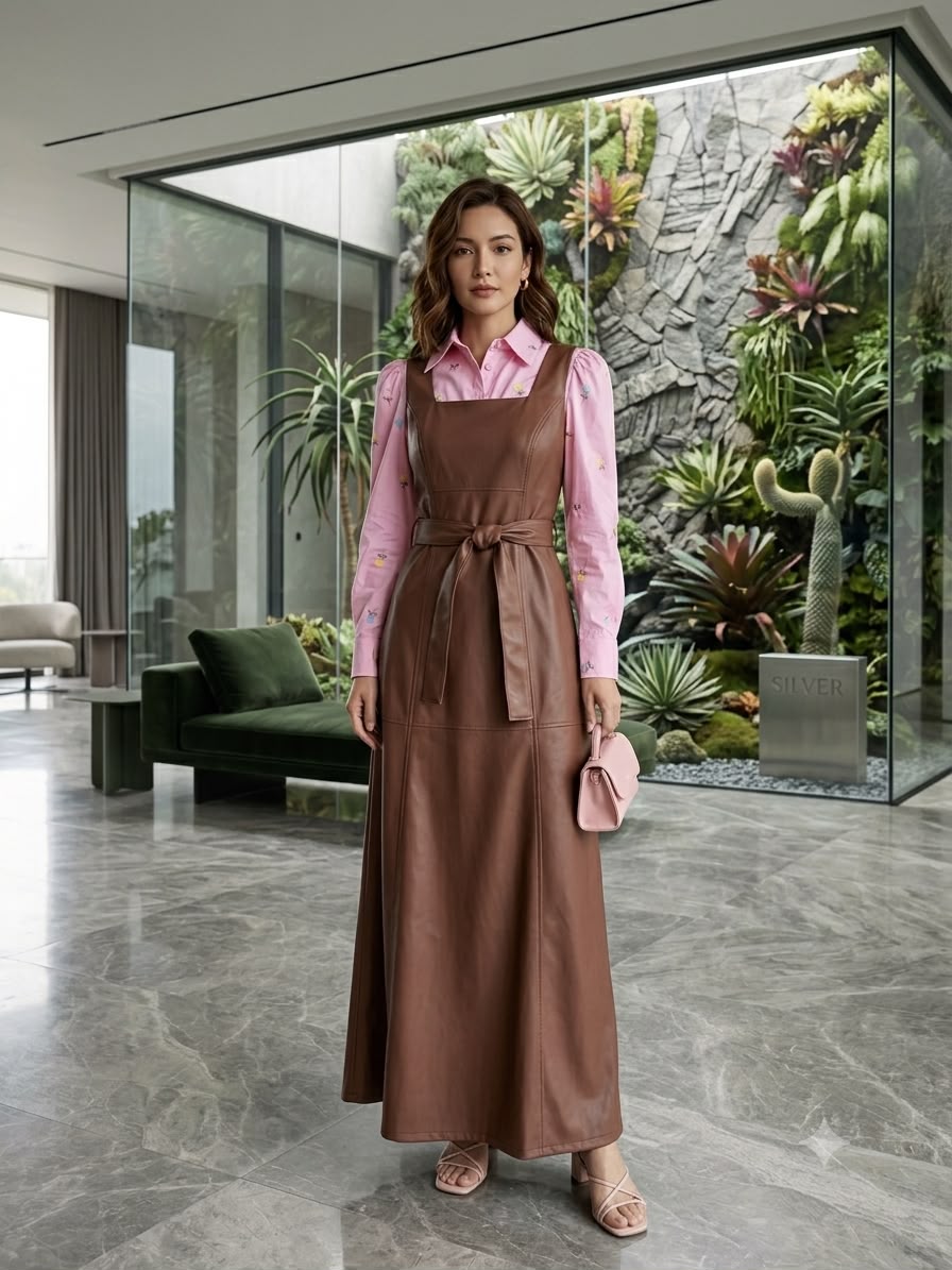 Vestido Longo Débora em Couro Ecológico
