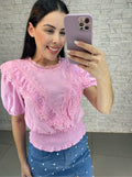 Blusa Graça Rosa de Renda
